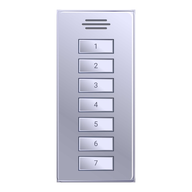Panel de control moderno del ascensor con siete botones