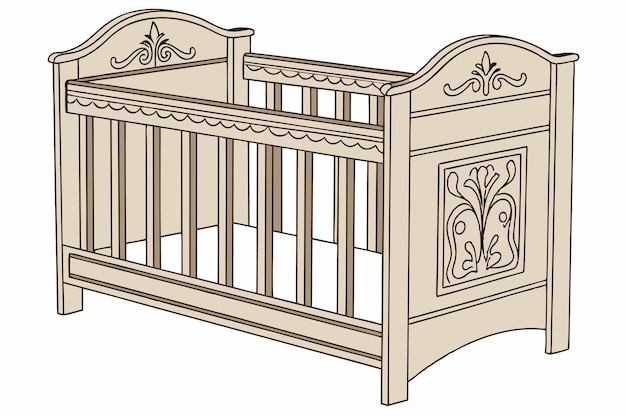 Panel de cuna de madera aislado sobre fondo blanco