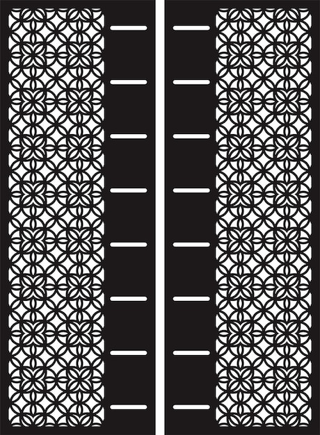 Panel decorativo con círculos entrelazados y rayas verticales