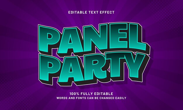 panel de efectos de texto editables con un juego y un tema feliz