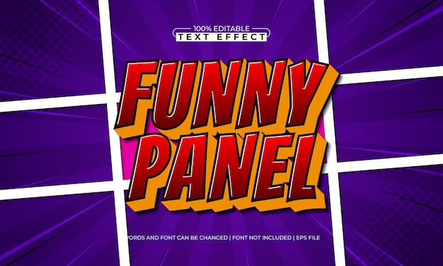panel gracioso efecto de texto editable con un estilo de texto cómico y para niños