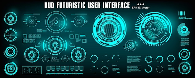 Panel de interfaz de usuario futurista de HUD que muestra el objetivo de la pantalla de tecnología de realidad virtual