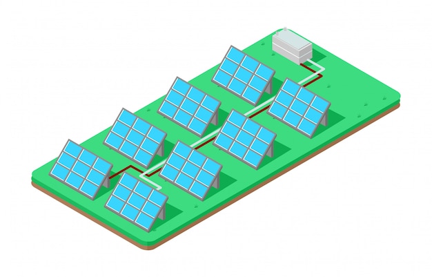 Vector panel isométrico ilustración solar