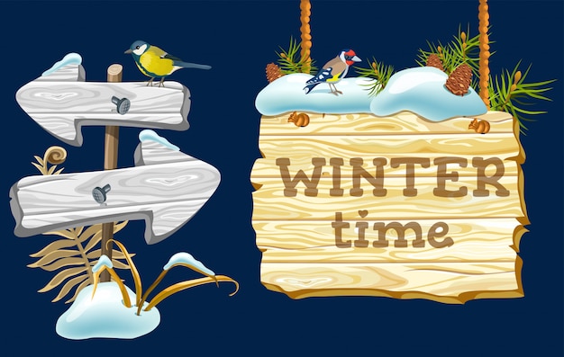 Panel de juego de dibujos animados con nieve.