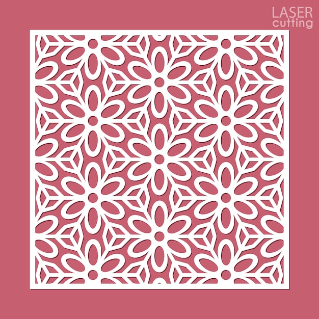 Panel ornamental cuadrado cortado con láser con estampado de flores.
