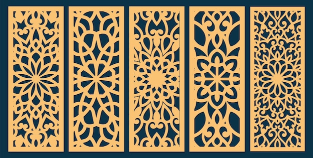 Panel perforado de gabinete cortado por láser en estilo árabe Conjunto de plantillas de paneles ornamentales