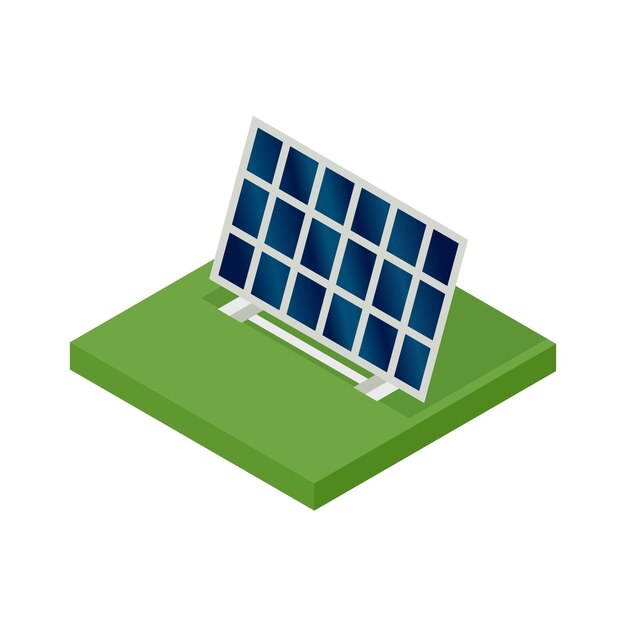 panel solar isométrico. concepto de energía limpia. energía ecológica limpia. energía del sol