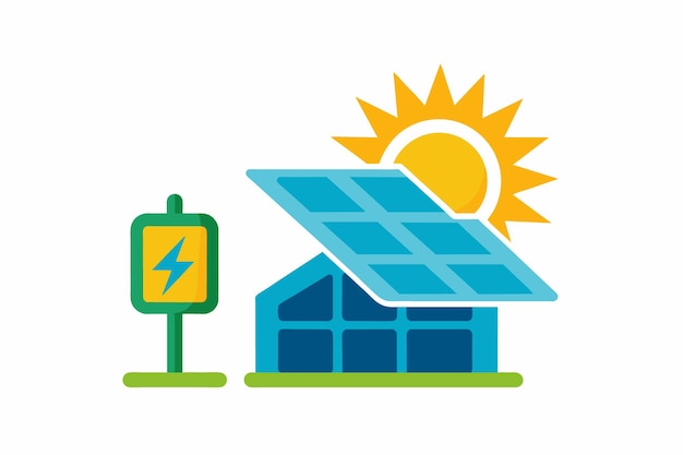 un panel solar con un panel solar y un letrero que dice energía solar