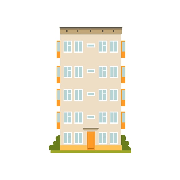 Panel de varios pisos casa fachada arquitectura urbana y construcción de la ciudad vector ilustración aislada sobre fondo blanco