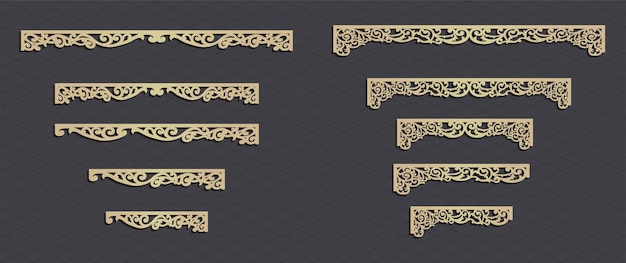 Los paneles decorativos vectoriales de la pared están diseñados con un patrón de corte por láser.