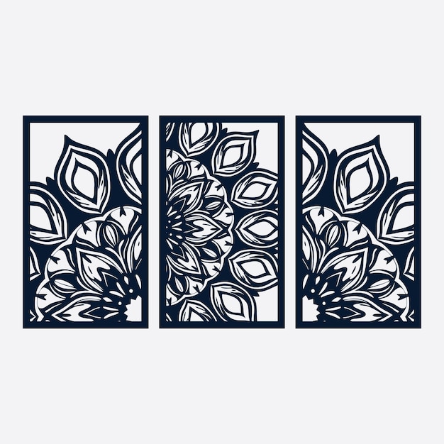 Los paneles de mandala de pared cortados con láser Diseño del vector de mandala