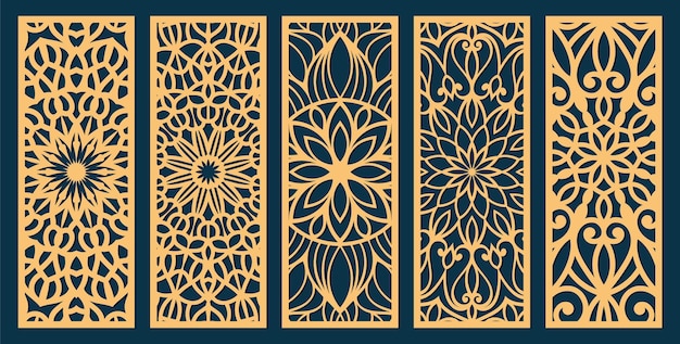 Paneles ornamentales cortados por láser establecen una proporción de 12 plantilla para invitación de boda o tarjeta de felicitación