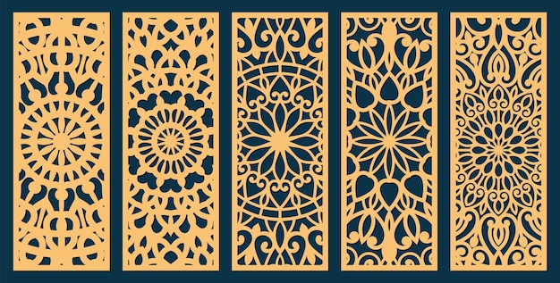 Paneles ornamentales cortados por láser establecen una proporción de 12 plantilla para invitación de boda o tarjeta de felicitación