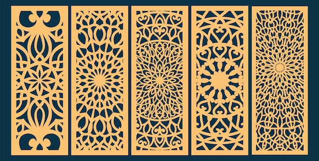 Paneles ornamentales cortados por láser establecen una proporción de 12 plantilla para invitación de boda o tarjeta de felicitación