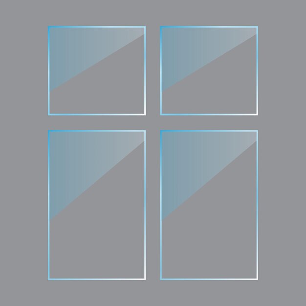 Paneles de ventanas gradientes Formas vectoriales geométricas Tonos azules y grises Elementos de vidrio reflectante