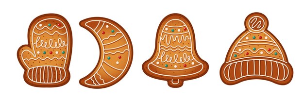 Panes de jengibre de Navidad para objetos vectoriales de colores de vacaciones
