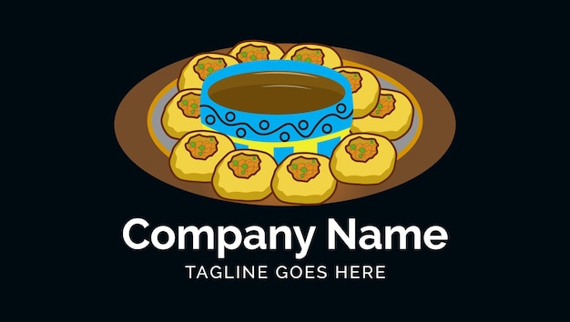 Panipuri Golgappa llama bolas de agua Plantilla de diseño de logotipo de ilustración vectorial de comida asiática tradicional