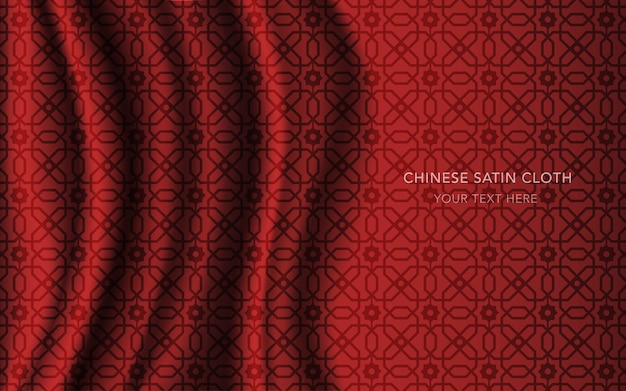 Paño de tela de raso de seda roja con estampado, flor de estrella poligonal
