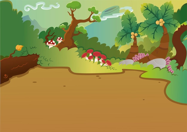 Panorama de escena de bosque de dibujos animados2