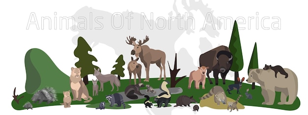 Panorama de la vida silvestre de los animales de américa del norte