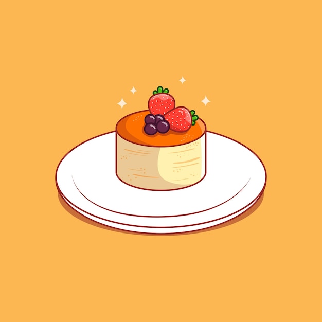 panqueque dulce con frutas comida ilustración diseño plano