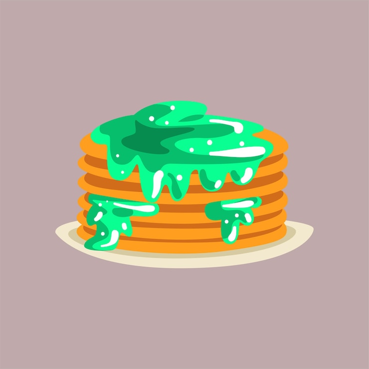 Vector panqueques frescos y sabrosos con mermelada en un plato vector de comida tradicional para el desayuno ilustración de estilo plano