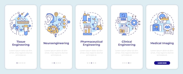 Pantalla de la aplicación móvil de incorporación de la ingeniería biomédica