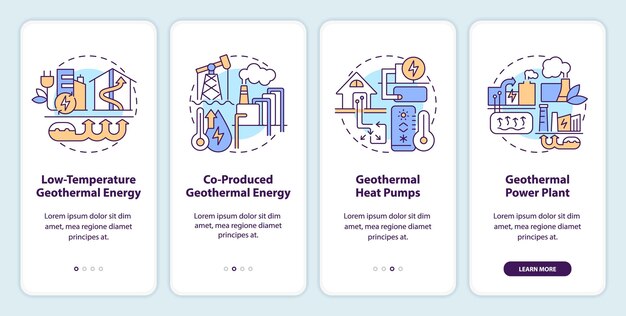 Pantalla de aplicación móvil de incorporación de tipos de energía geotérmica