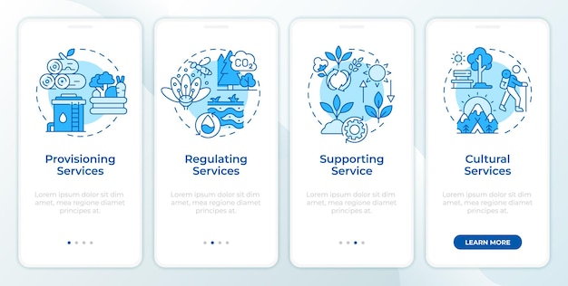 Pantalla azul de la aplicación móvil de incorporación de los servicios ecosistémicos
