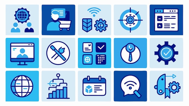 una pantalla azul con un icono azul de un icono de gestión