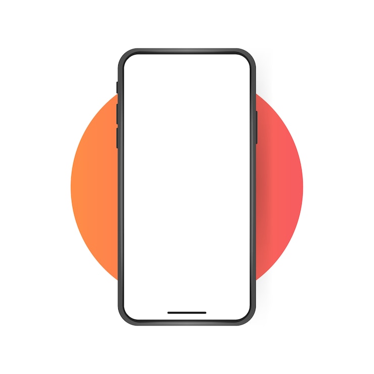 Vector pantalla en blanco de teléfono inteligente, maqueta de teléfono.