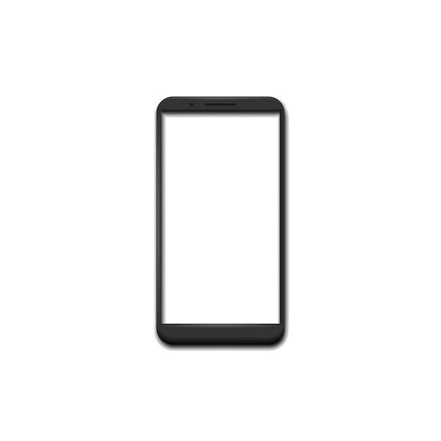 Pantalla en blanco teléfono inteligente negro aislado sobre fondo blanco ilustración vectorial
