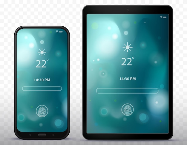 Pantalla de bloqueo de teléfono inteligente y tableta con ilustración de fondo de pantalla abstracto