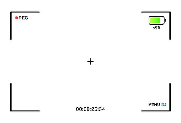 Vector pantalla de la cámara marco de cámara negro plano ilustración vectorial