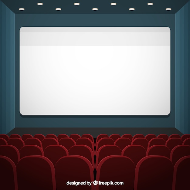 pantalla de cine con asientos de fondo iluminado