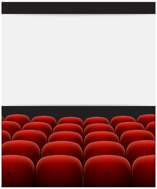 Pantalla de cine y asientos rojos Ilustración de fondo vectorial