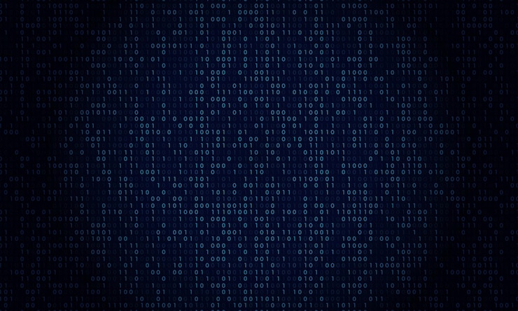 Vector pantalla de códigos de datos azules de secuencia de código matrix