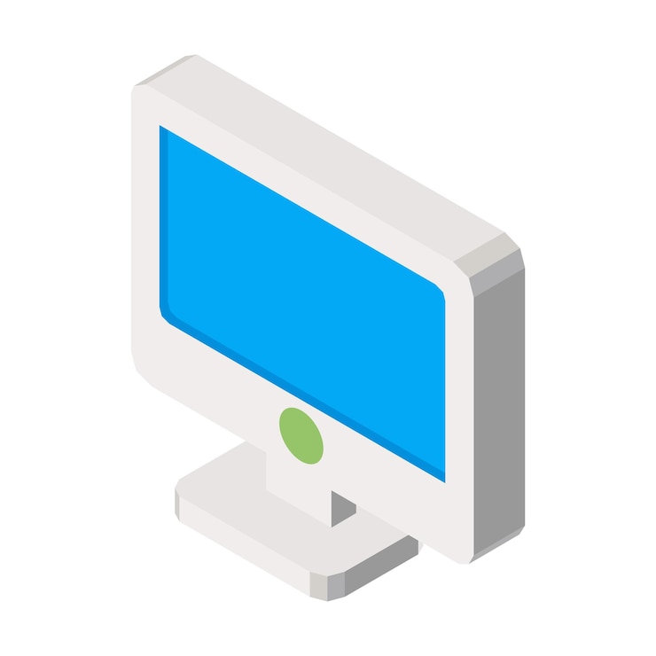 Vector pantalla de computadora aislada en concepto tridimensional blanco