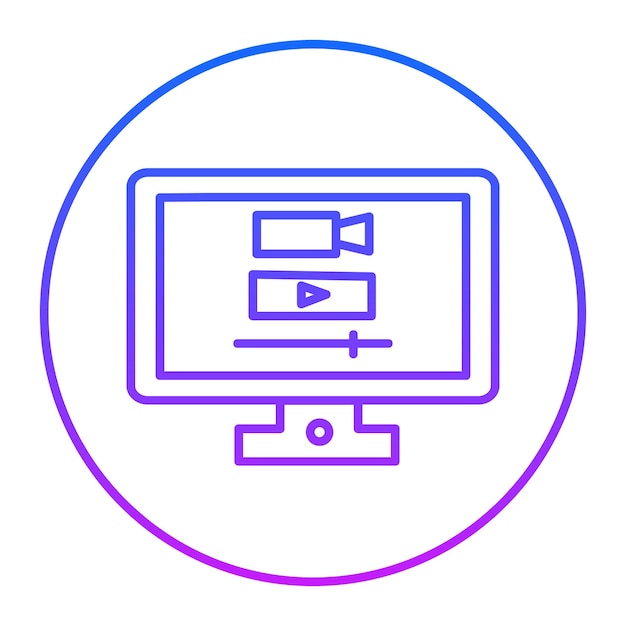 una pantalla de computadora azul y rosa con un círculo azul alrededor de la parte inferior