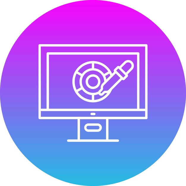 una pantalla de computadora blanca y azul con un bolígrafo y un bolígrafos en el medio
