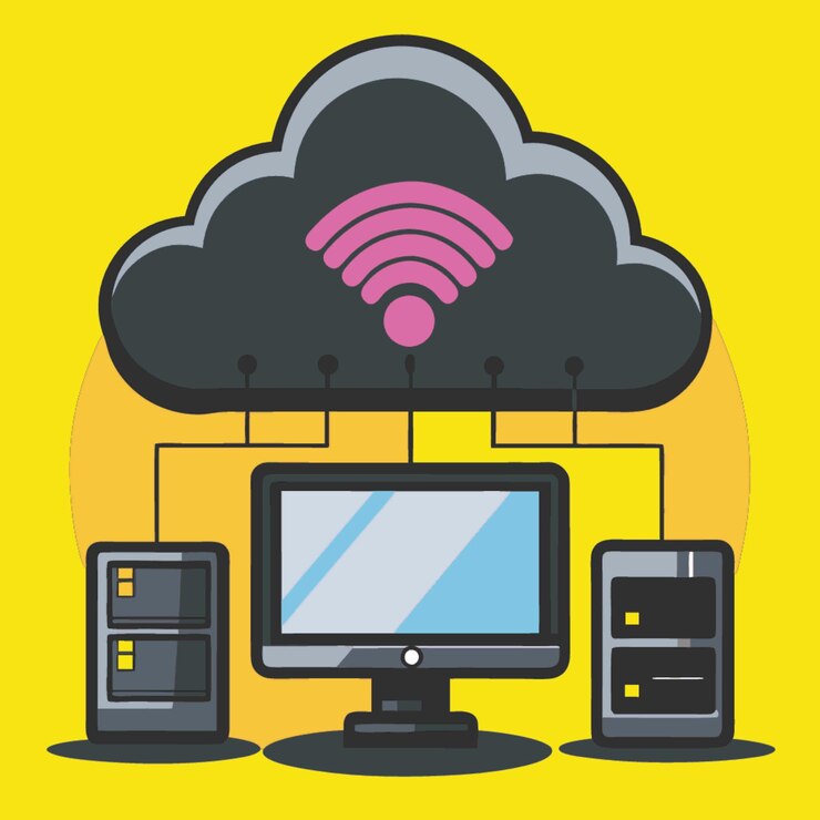 Vector una pantalla de computadora con una caja rosa en ella que dice "un botón de encendido rosa"