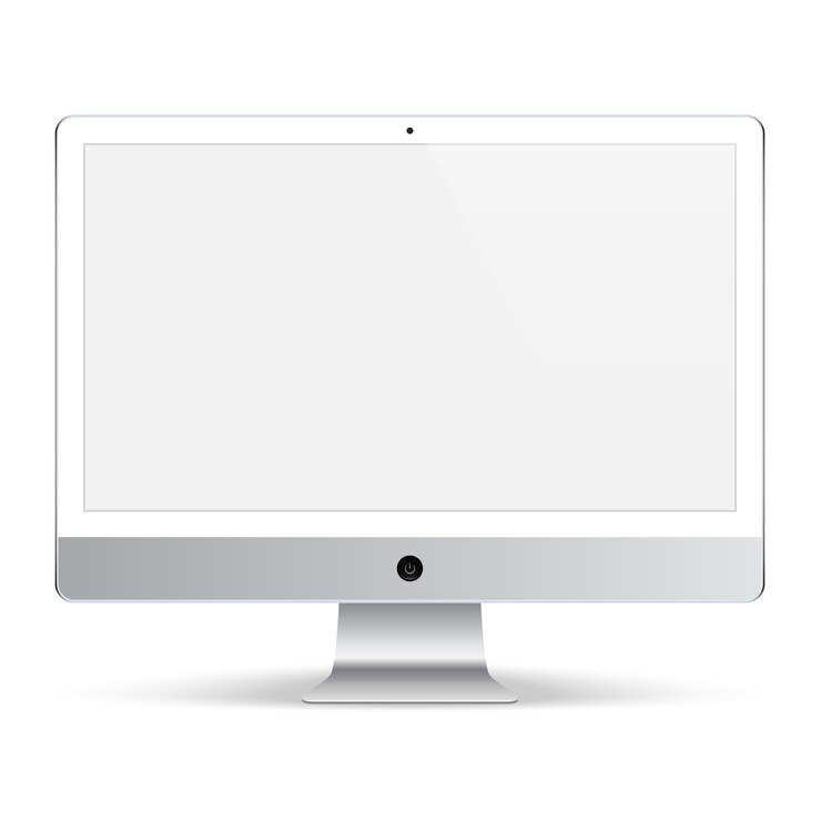 Vector pantalla de computadora para el color blanco de la unidad del sistema con pantalla en blanco aislada en blanco