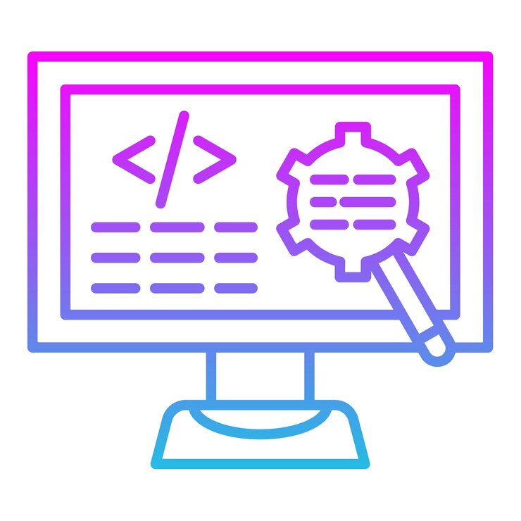 Vector una pantalla de computadora colorida con un fondo azul y rosa