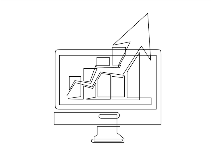 Vector una pantalla de computadora con un diagrama que dice gráfico