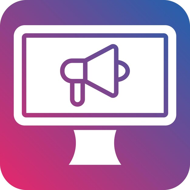 una pantalla de computadora con un fondo rosa y azul con un altavoz en el medio