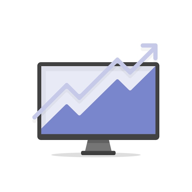 Vector pantalla de computadora con ilustración de vector de concepto de infografía