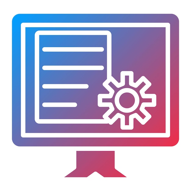 una pantalla de computadora con un monitor de computadora y un engranaje en ella