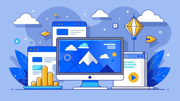 una pantalla de computadora con una montaña en la parte superior