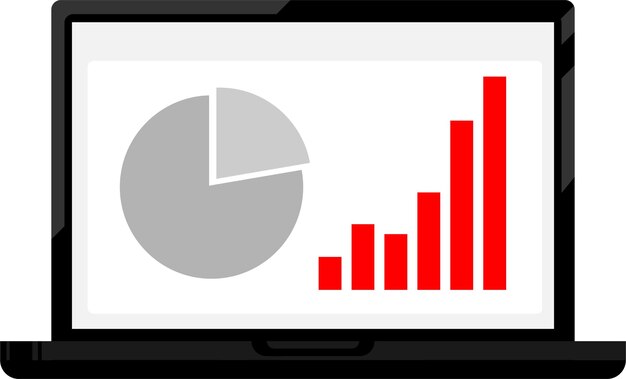 pantalla de computadora portátil con un marco negro que muestra un gráfico de curva ascendente