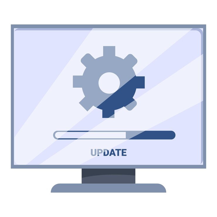 Vector pantalla de la computadora que muestra la barra de progreso de la actualización del software
